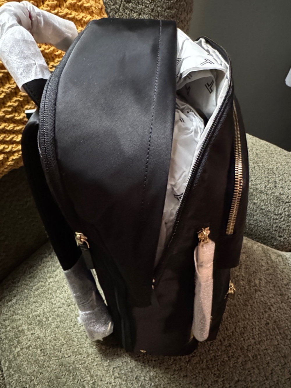 Tumi Black Backpack with Gold Hardware - Picture 9 of 11